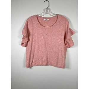 Madewell Short Sleeve Sweater Womens XS Ruffle Sleeve Orange Stretch Cottagecore